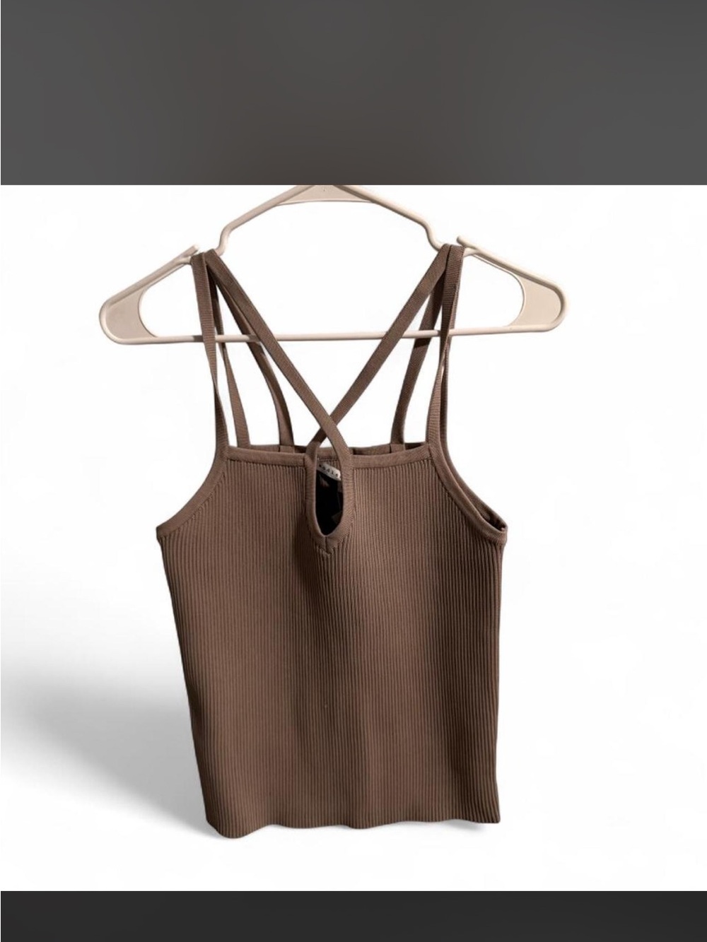 Endless Rose Brown Ribbed Crisscross Back Camisole